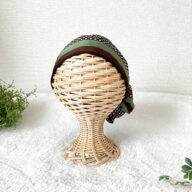 SDGsなヘッドスカーフ　”ブラウングリーン・小紋柄”