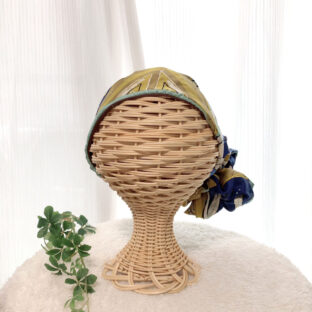 【シルク】SDGｓなヘッドスカーフ　”ブルー系”