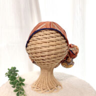 【シルク】SDGｓなヘッドスカーフ　”オレンジ系”