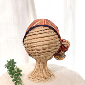 【シルク】SDGｓなヘッドスカーフ　”オレンジ系”