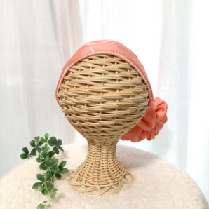 【シルク】SDGｓなヘッドスカーフ　”モダンアート・ピンク柄”