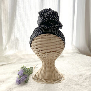 お子さま「ヘッドスカーフ」黒ボーダーk-002★