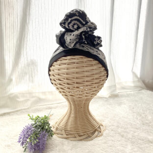 お子さま「ヘッドスカーフ」黒ペイズリーk-001★