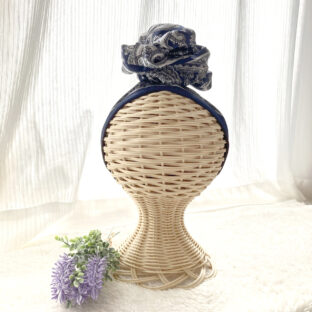 お子さま「ヘッドスカーフ」青ペイズリーk-005★